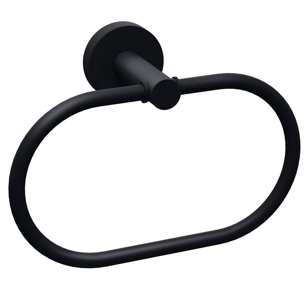 tesa MOON BLACK Towel Ring, self-adhesive, black with black powder coating