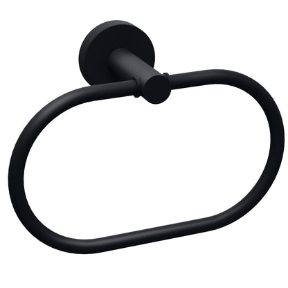 tesa MOON BLACK Towel Ring, self-adhesive, black with black powder coating