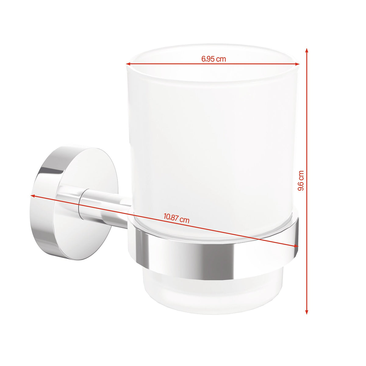 tesa SMOOZ Tumbler Holder, self-adhesive, chrome-plated metal