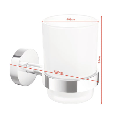 tesa SMOOZ Tumbler Holder, self-adhesive, chrome-plated metal
