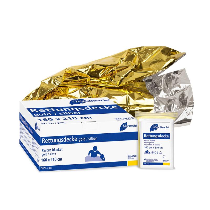 Rettungsdecke, gold/silber, 160 x 210 cm | Packung (50 Stück)