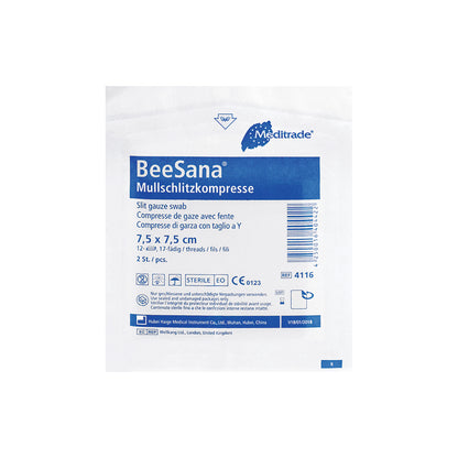 BeeSana® gauze slot compress, sterile, 12-fold (50 pieces)