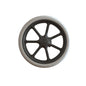 A black, eight-spoke TASKI Trolley Outdoor wheel (370 mm) with a white treaded tire, manufactured by Diversey Deutschland GmbH & Co. OHG, designed for the TASKI Trolley for outdoor use. Shown against a white background; package contains 1 piece.