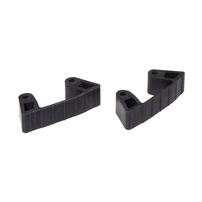 A black replacement rubber bracket from Diversey Deutschland GmbH & Co. OHG, compatible with items 7517427, 7517310, and 7511293. Made of durable replacement rubber plastic with ribbed sides, angled arms, and two mounting holes. Package (1 piece).