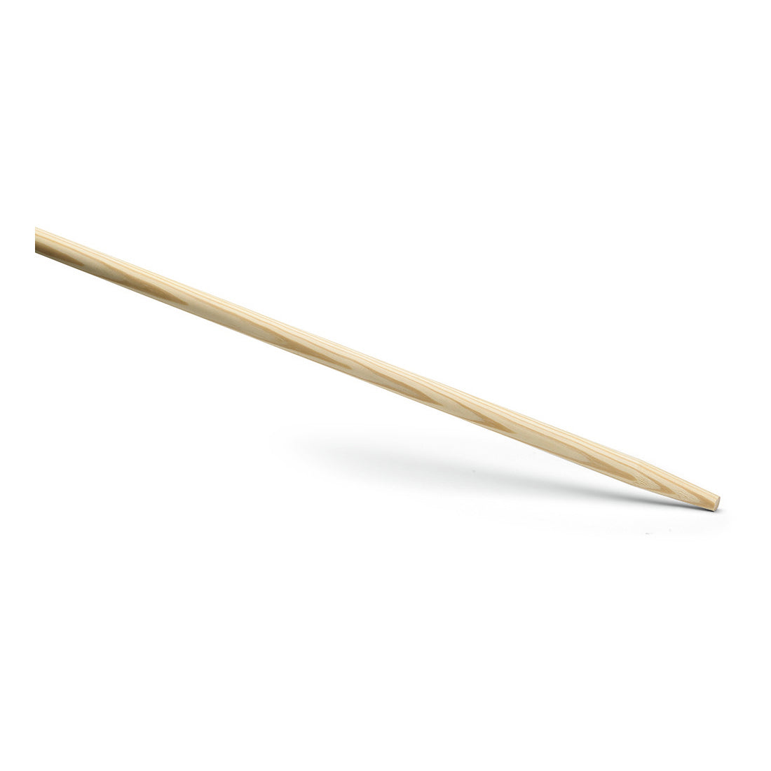 Der Nölle Profi Brush Gerätestiel 28x1.800 mm von Nölle Profi Brush Bürsten- & Pinseltechnik e.K., mit einer spitzen Spitze und schräg auf weiß abgebildet, ist ideal für die Gebäudereinigung und passt zu diversen Reinigungsgeräten.