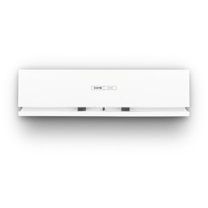 Ein weißer, rechteckiger, wandmontierter Papierhandtuchspender mit "CWS"-Logo passt perfekt zum CWS ParadiseLine Duftspender Air Bar Kunststoff, weiß, und sorgt für ein modernes und stimmiges Waschraumbild.