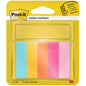 Eine Packung Post-it® Page Marker (15 mm x 50 mm, 50 Blatt/Block, 100% PEFC) der 3M Deutschland GmbH enthält fünf farbige Tabs in den Farben Blau, Gelb, Orange, Pink und Hellrosa in einem durchsichtigen Halter auf einer gelben Markenverpackung.