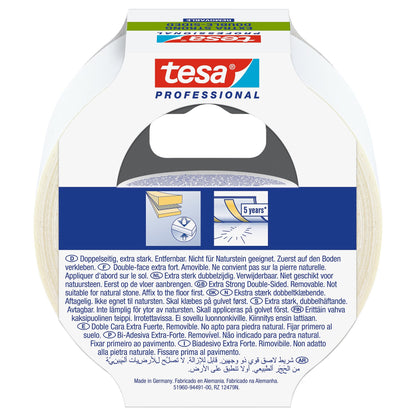 tesa Professional 51960 Professional Installation Tape, Removable, White-Translucent, 10 m x 50 mm