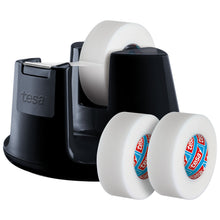 tesafilm Tischabroller compact + 3 Rollen Invisible, schwarz