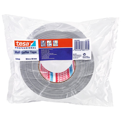 tesa Professional 53949 Gaffer Tape, Matte, 50 m x 50 mm, Matte Silver