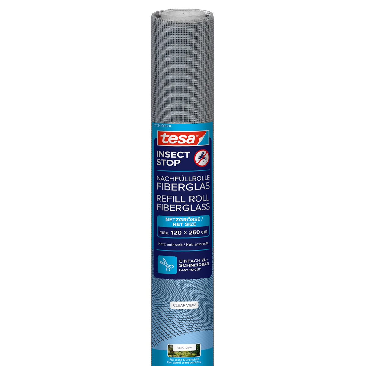 tesa INSECT STOP Refill Roll, Fiberglass, 120 x 250 cm, Anthracite