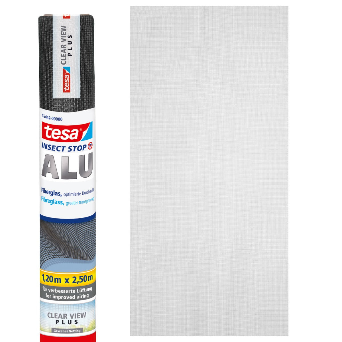 tesa INSECT STOP Premium Fiberglass Refill Roll, 120 x 250 cm, Anthracite