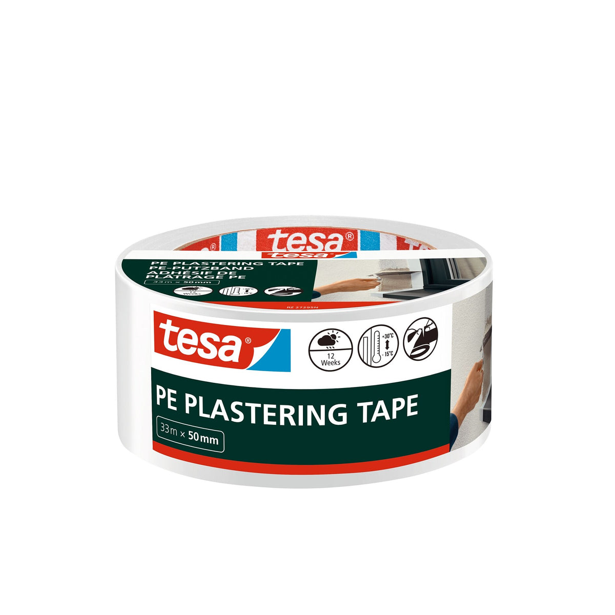 tesa PE Plastering Tape, 33 m x 50 mm, white