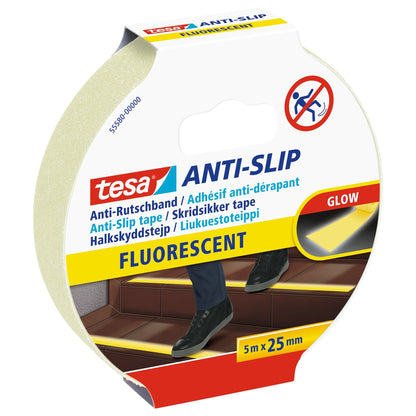 tesa Anti-Slip Tape, Fluorescent, 5 m x 25 mm, neon yellow