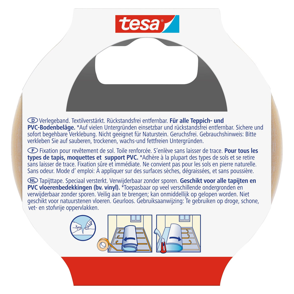 tesa 55729 Installation Tape, removable without leaving residue, 5 m x 50 mm, white-translucent