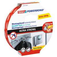 tesa Powerbond ULTRA STRONG Mounting Tape, White, 5 m x 19 mm