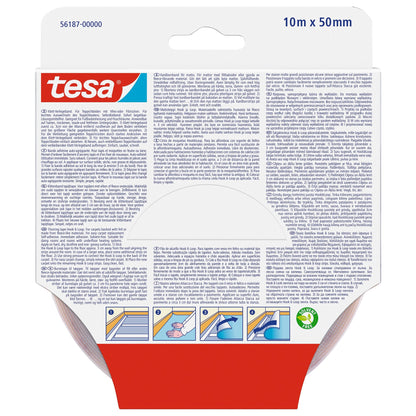 tesa On & Off Hook-and-Loop Installation Tape, 10 m x 50 mm, white