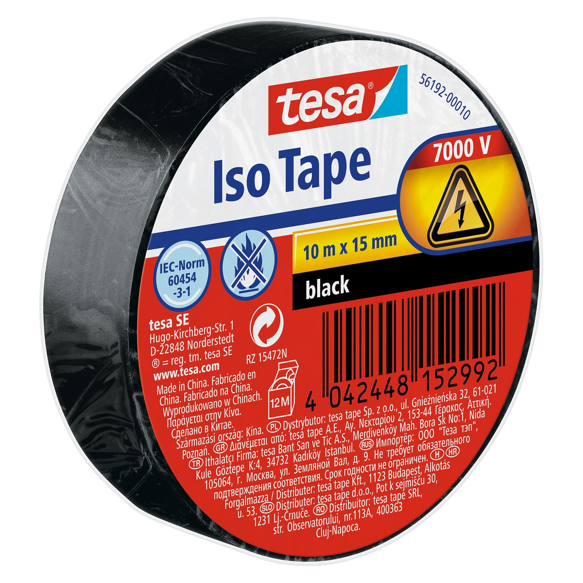 tesa Insulating Tape, 10 m x 15 mm, with black label