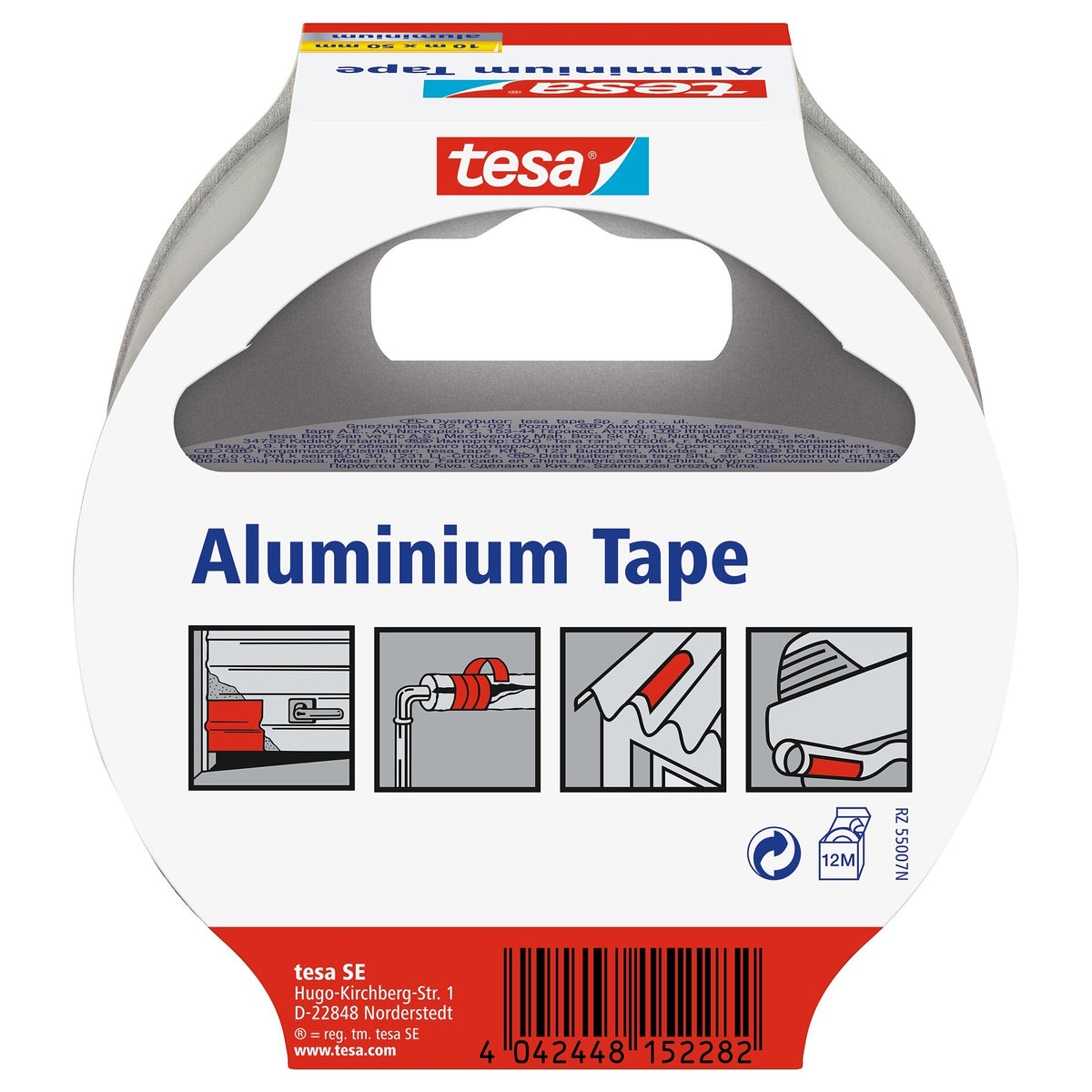 tesa Aluminum Tape, 10 m x 50 mm, matte silver
