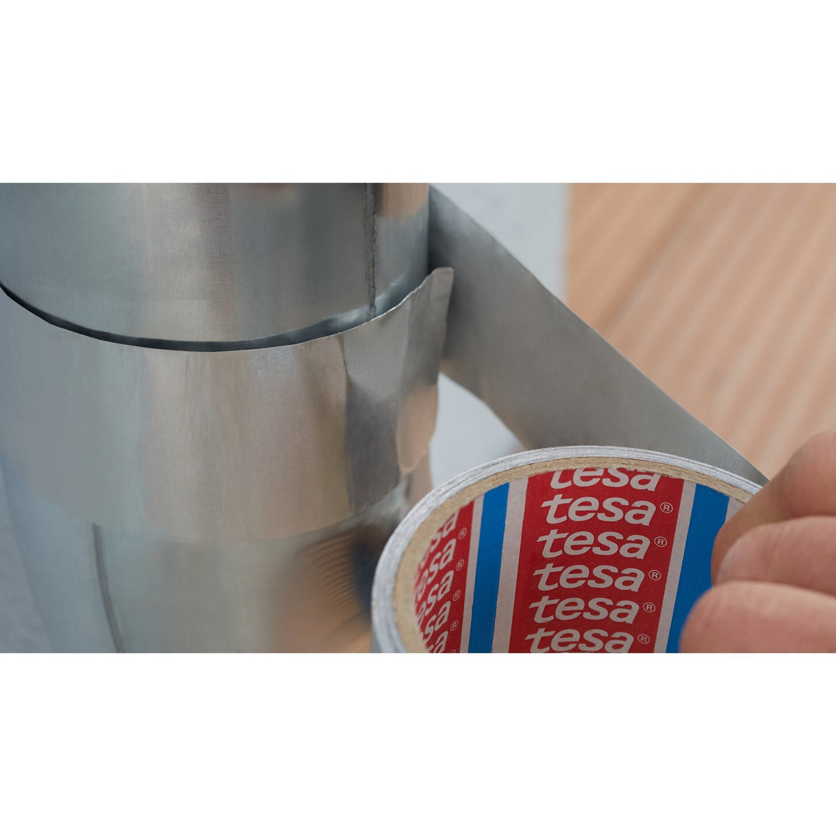 tesa Aluminum Tape, 10 m x 50 mm, Matte Silver – Applications