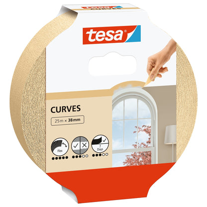 tesa Painter's Tape (Curved), 25 m x 38 mm, brown