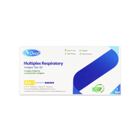 A rectangular box containing the Altruan Combo 9-in-1 - DVOT Professional Test Kit (1 piece) detects SARS-CoV-2, influenza A and B, RSV, adenovirus, hMPV, PIV 1/3, PIV 2, and Mycoplasma. It is predominantly white with blue-green accents and rapid test symbols in German and English.