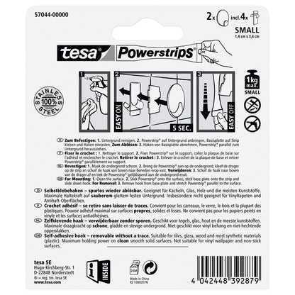 tesa Powerstrips Metal Hook S, Round, White