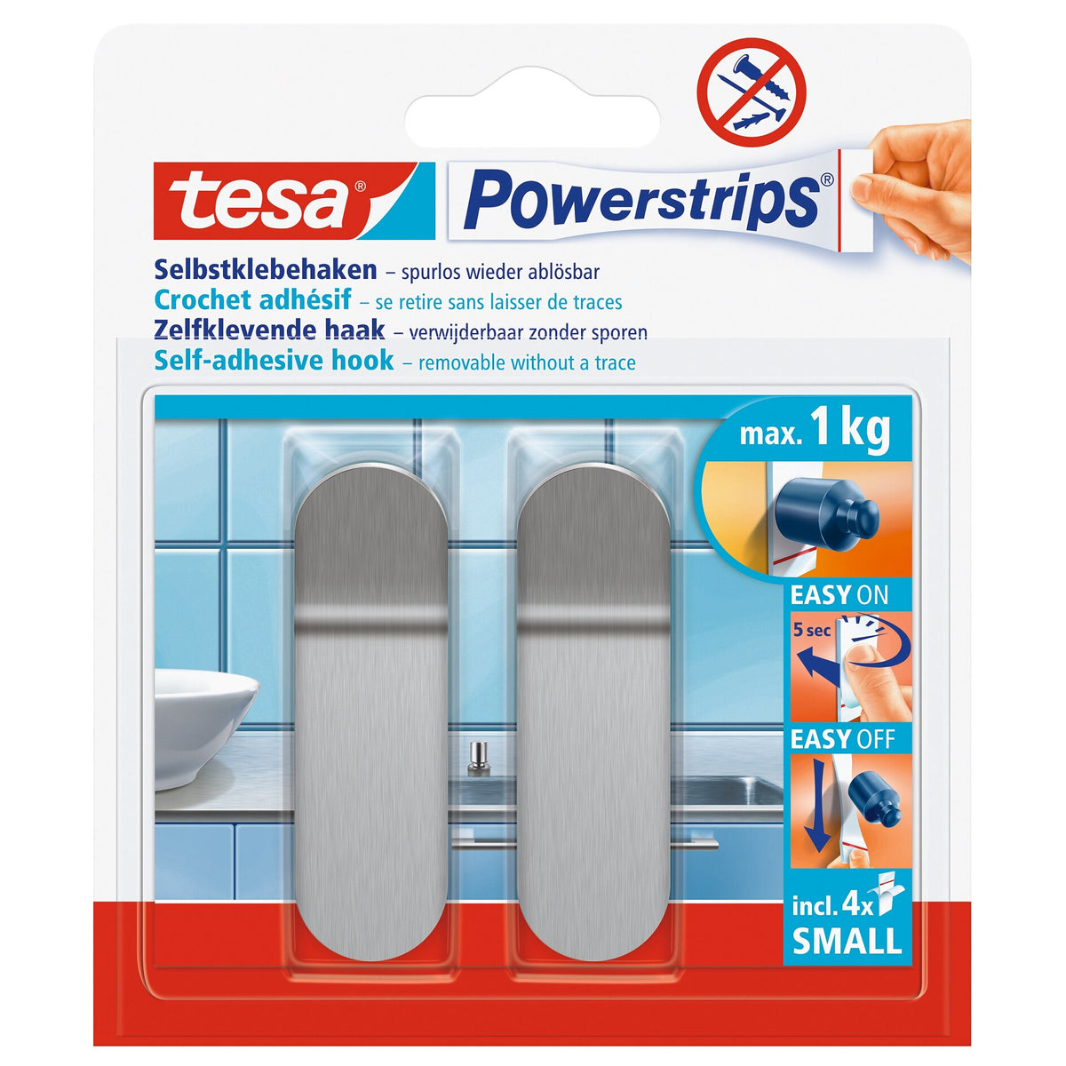 tesa Powerstrips Metal Hook S, White