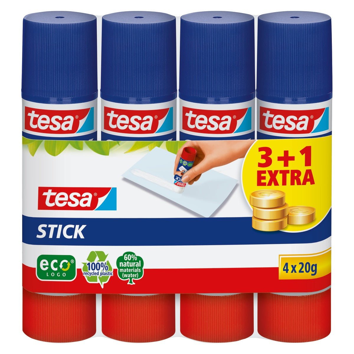 tesa STICK Glue Stick, white-translucent, ecoLogo, 20 g