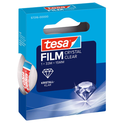 tesafilm CRYSTAL CLEAR, transparent, in a hanging folding box, 33 m x 15 mm