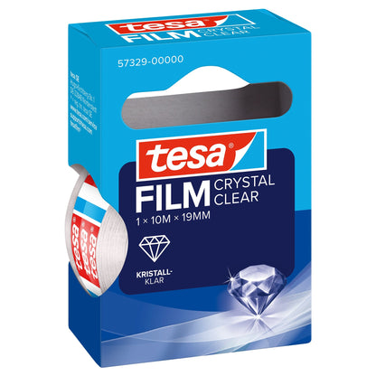 tesafilm CRYSTAL CLEAR, transparent, in a hanging folding box, 10 m x 19 mm