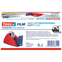 tesa 57421 Easy Cut Table Dispenser, empty, for rolls up to 33 m x 19 mm, red-blue