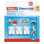 tesa Powerstrips Self-Adhesive Hooks with Removable Wire Hooks, White