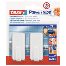 tesa Powerstrips Hooks, Large Classic, White