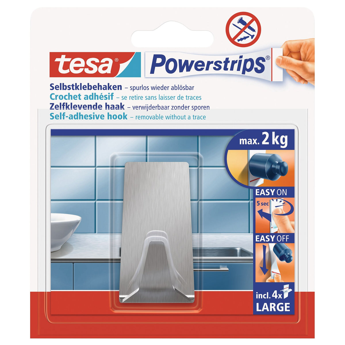 tesa Powerstrips L Metal Corner Hook, White
