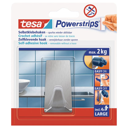 tesa Powerstrips L Metal Corner Hook, White
