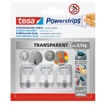 tesa Powerstrips Self-Adhesive Hooks with Removable Wire Hooks, Clear