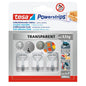 tesa Powerstrips Self-Adhesive Hooks with Removable Wire Hooks, Clear