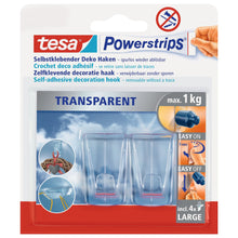 tesa Powerstrips Clear DECO Hooks, LARGE