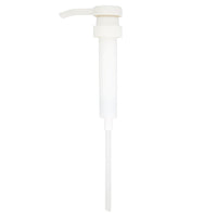 A white plastic hand pump for 5L canisters (1 piece, 1ml stroke) from Diversey Deutschland GmbH & Co. OHG, ideal for direct manual dispensing, with a long dip tube, photographed against a plain white background.
