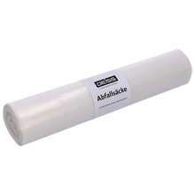 Abgebildet ist eine Rolle DEISS 59003 Müllbeutel (800x1000x0,02 mm, transparent, 50 Stück pro Rolle) der EMIL DEISS KG (GmbH + Co.) vor hellem Hintergrund - ideal für die hygienische Abfallentsorgung mit praktischen, transparenten Beuteln.