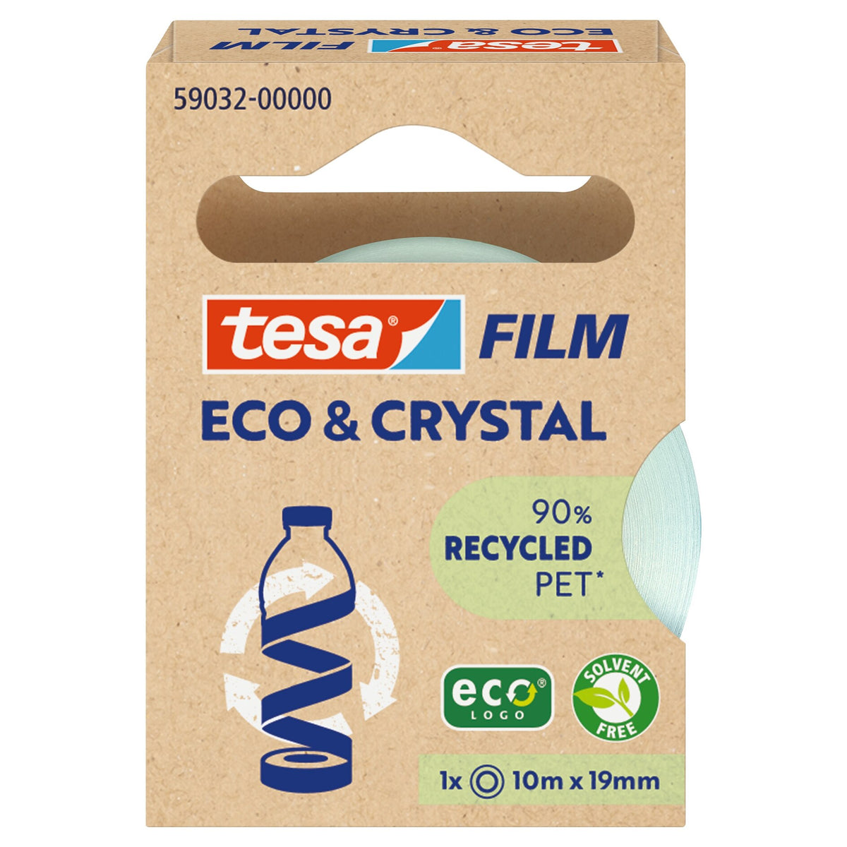 tesafilm Eco & Crystal, transparent, in a hanging folding box, 10 m x 19 mm