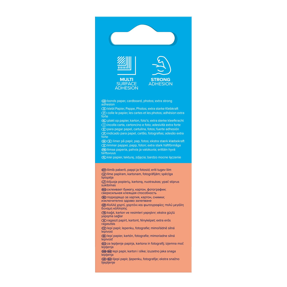 tesa GLUE ROLLER Permanent Disposable, 8.5 m x 8.4 mm, clear, in a hanging folding box