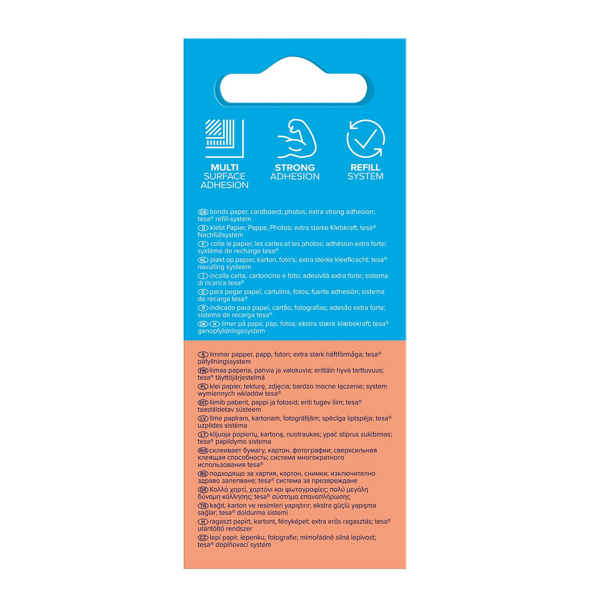 tesa GLUE ROLLER Permanent, transparent, refillable, 14 m x 8.4 mm