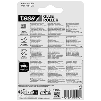 tesa GLUE ROLLER Permanent, clear, refill, ecoLogo, 14 m x 8.4 mm