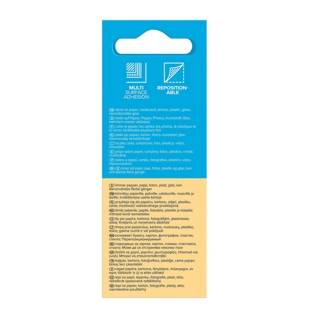 tesa GLUE ROLLER Non-Permanent Disposable, 8.5 m x 8.4 mm, clear, in a hanging folding box