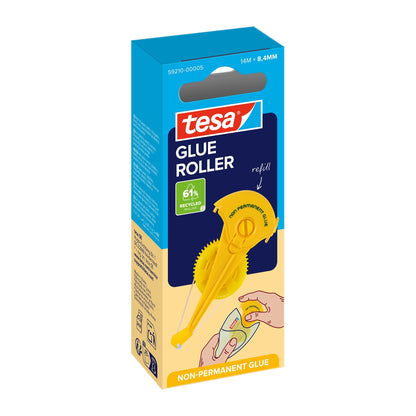 tesa GLUE ROLLER Non-Permanent, 14 m x 8.4 mm, clear, refill
