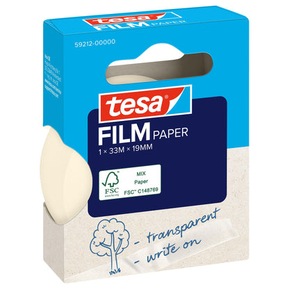 tesafilm PAPER, transparent, in a hanging folding box, 33 m x 19 mm