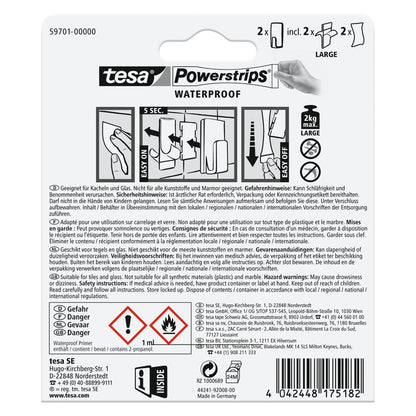 tesa Powerstrips Waterproof Hooks WAVE, white