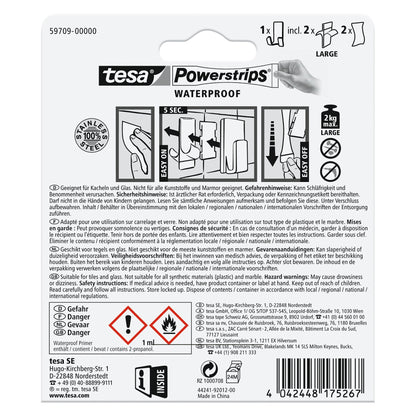tesa Powerstrips Waterproof Razor Holder Zoom, Metal, White